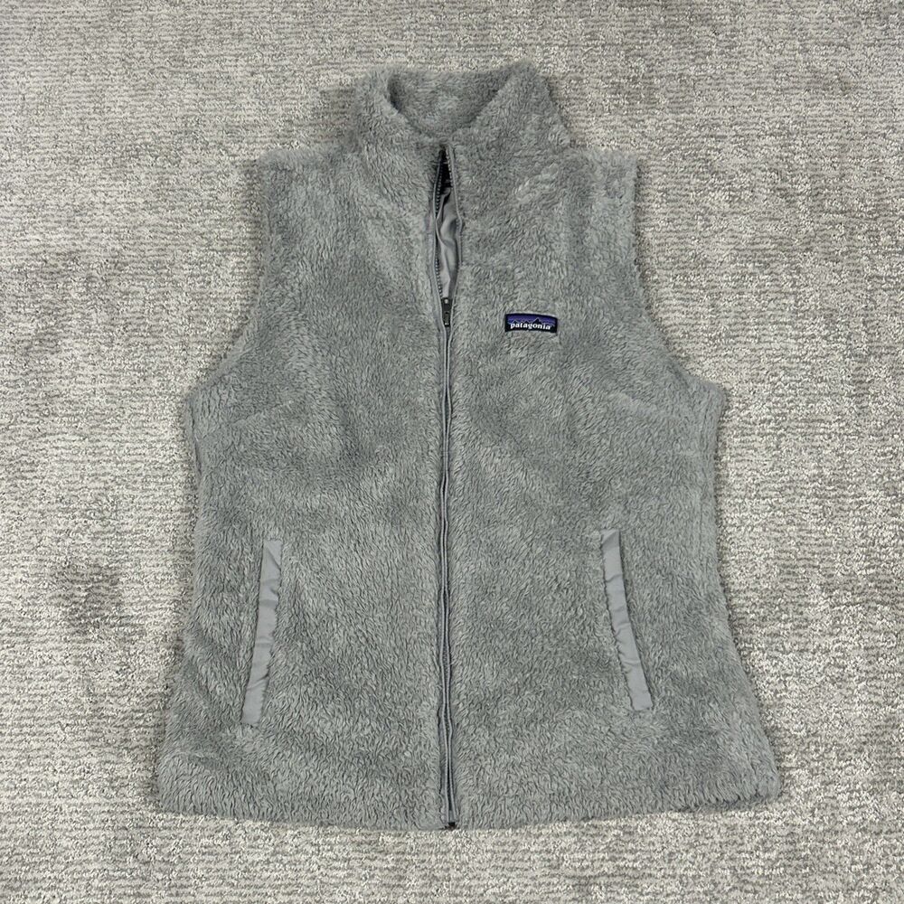 Patagonia Los Gatos Fleece Vest Womens Large Sherpa Gray Full Zip Pockets 25216